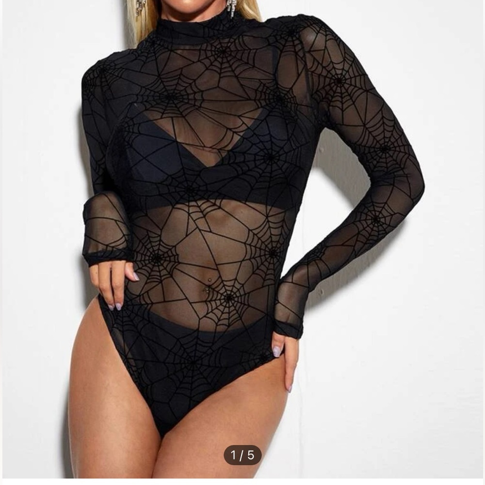 Black mesh bodysuit